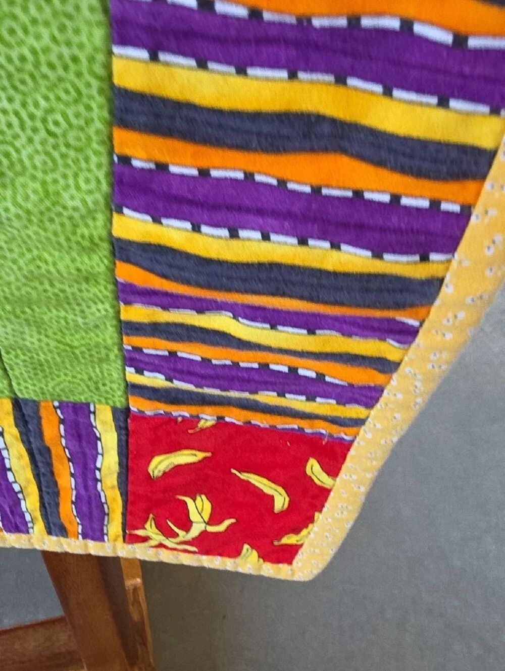 Kids Colorful Patchwork Quilt Blanket w/Sock Monkey & Banana Motif 🐒🍌♥️